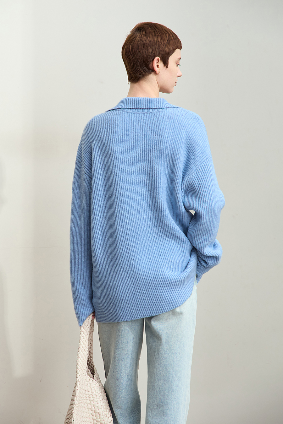 Collar Loose Drop Shoulder Sweater