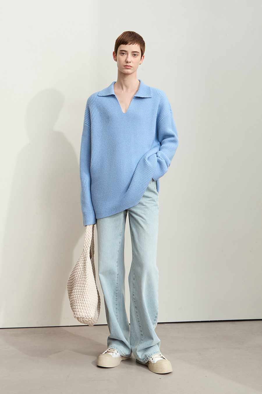 Collar Loose Drop Shoulder Sweater