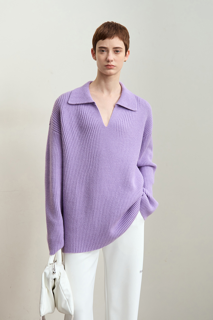 Collar Loose Drop Shoulder Sweater