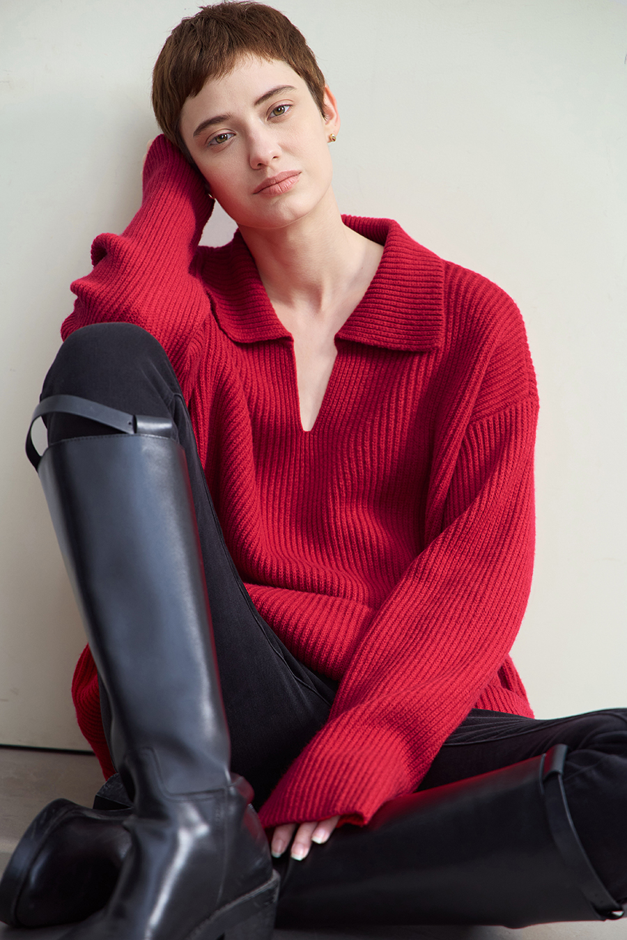 Collar Loose Drop Shoulder Sweater