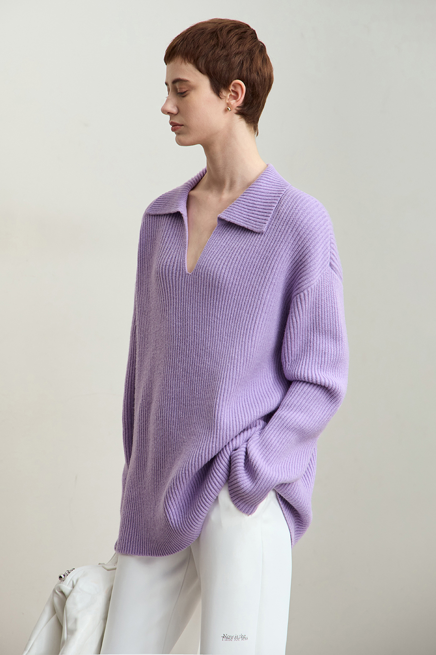Collar Loose Drop Shoulder Sweater