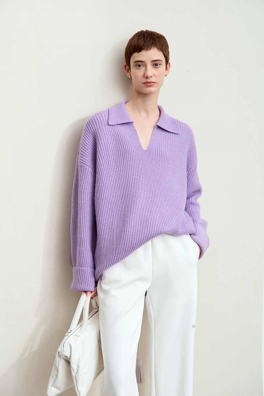 Collar Loose Drop Shoulder Sweater