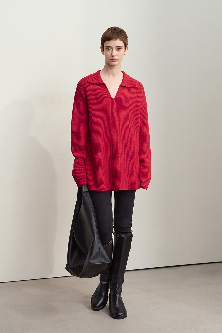 Collar Loose Drop Shoulder Sweater