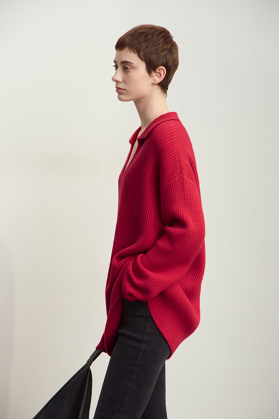 Collar Loose Drop Shoulder Sweater