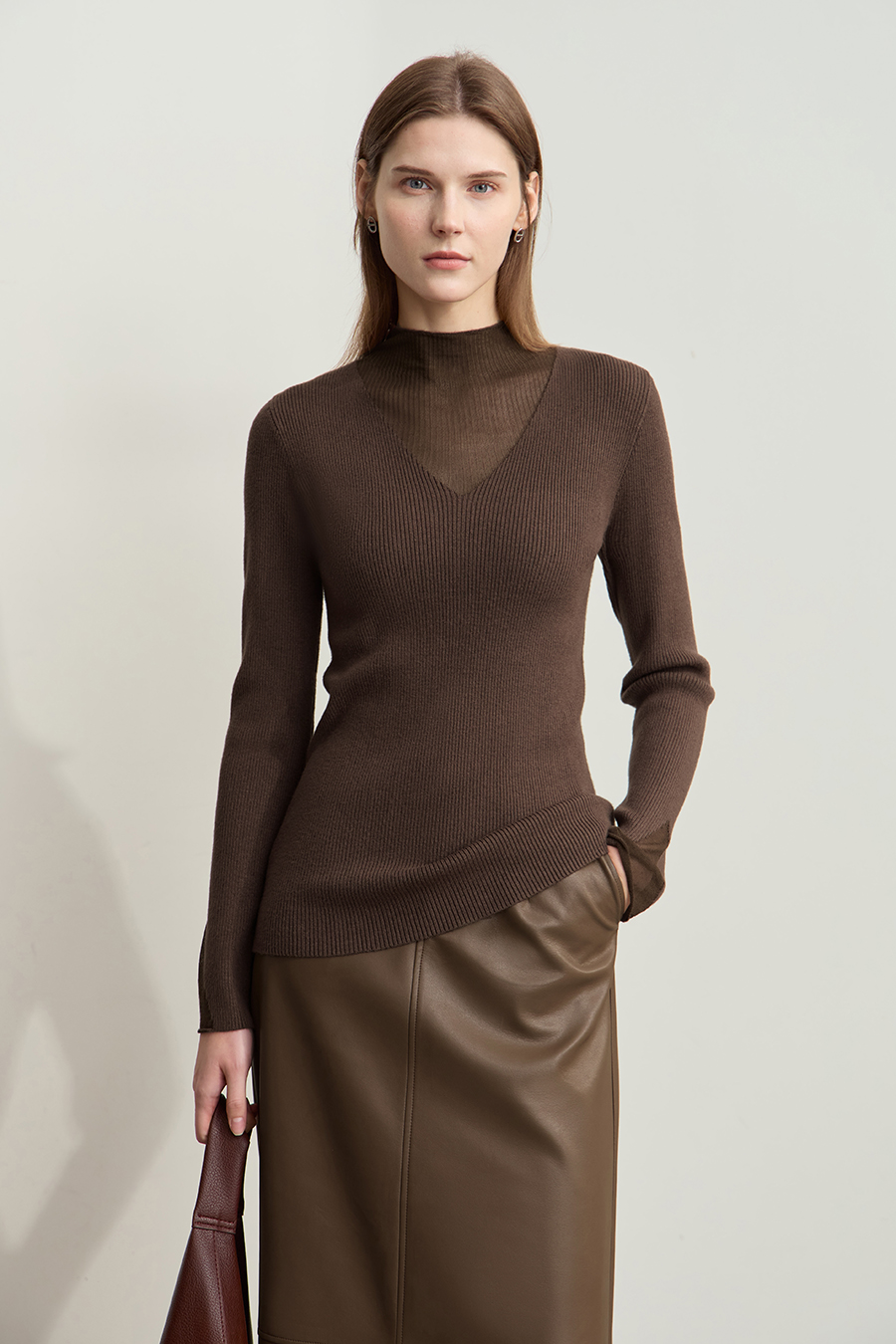 Slightly Sheer Spliced Sweater|AMII-AMII.com