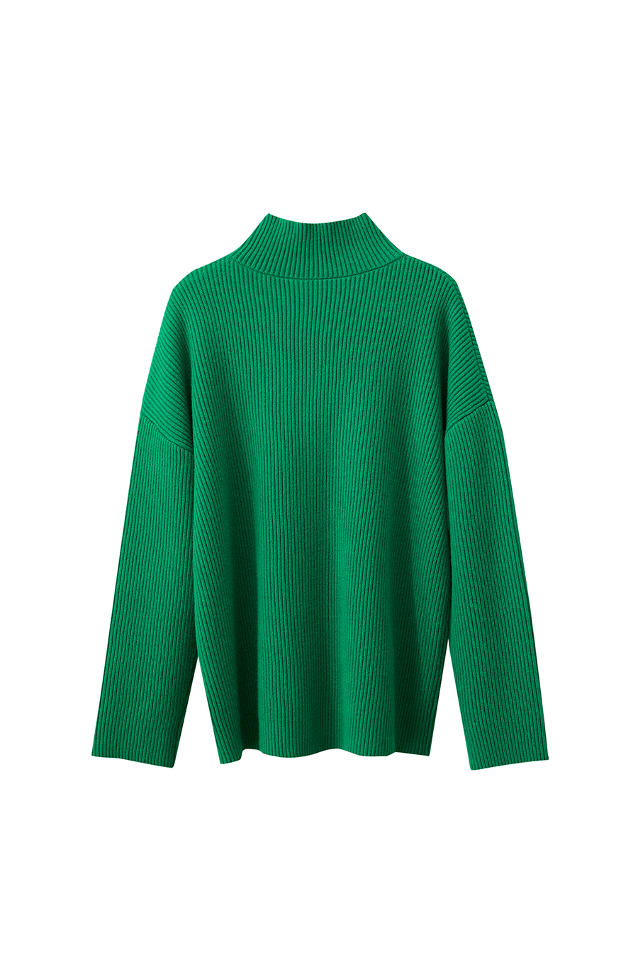 Overlapping High Neck Drop Shoulder Sweater|AMII-AMII.com