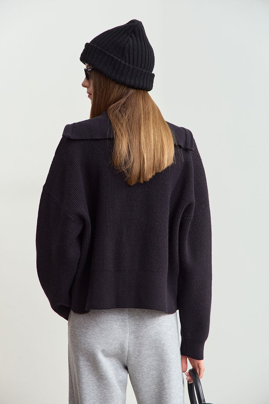 Lapel Zip-Up Knit Cardigan