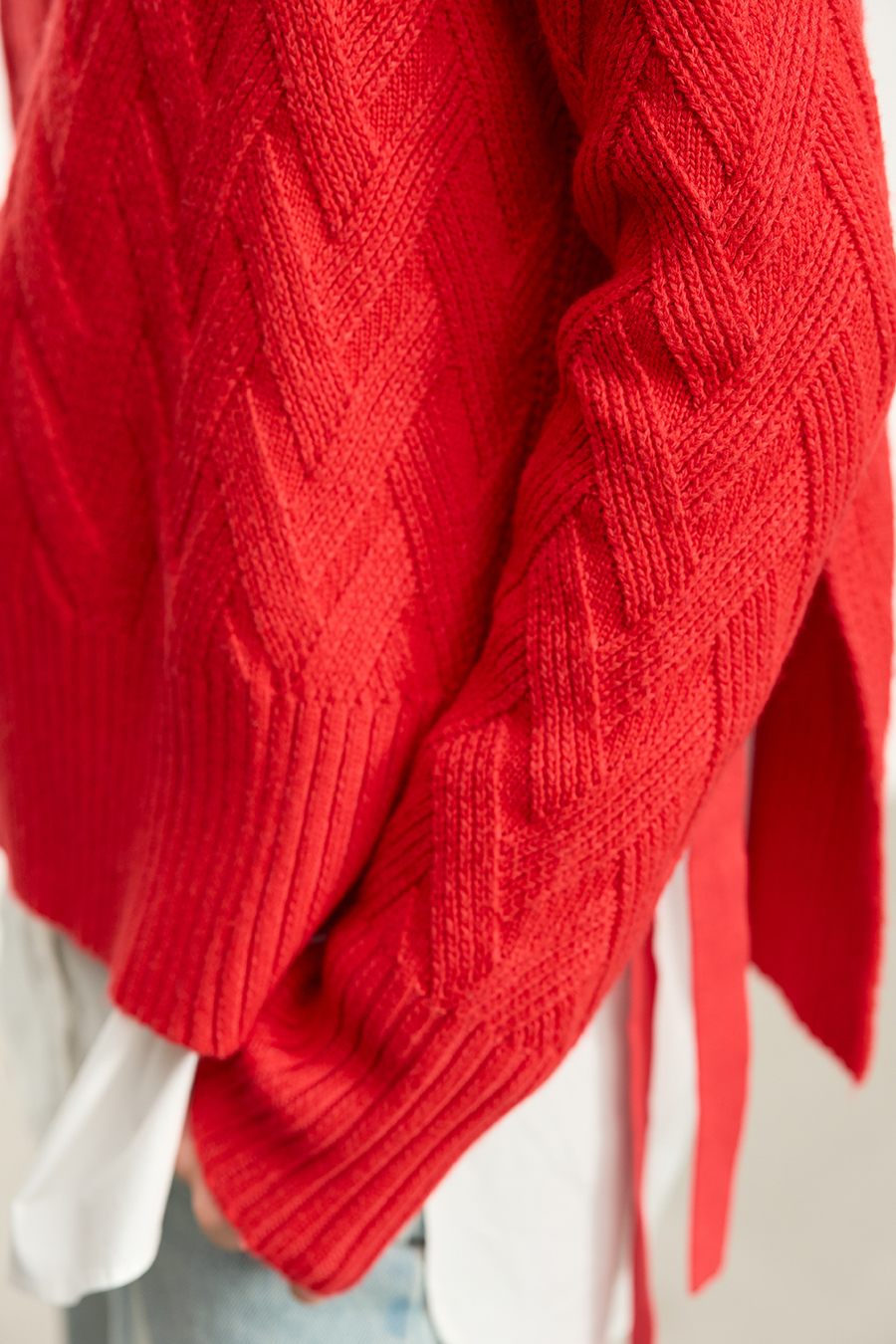 High Neck Cable Knit Loose Sweater|AMII-AMII.com