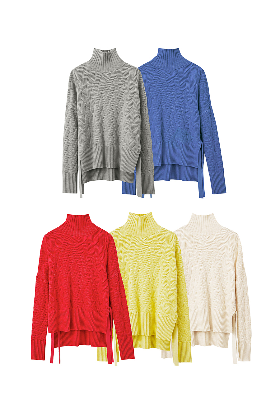 High Neck Cable Knit Loose Sweater|AMII-AMII.com