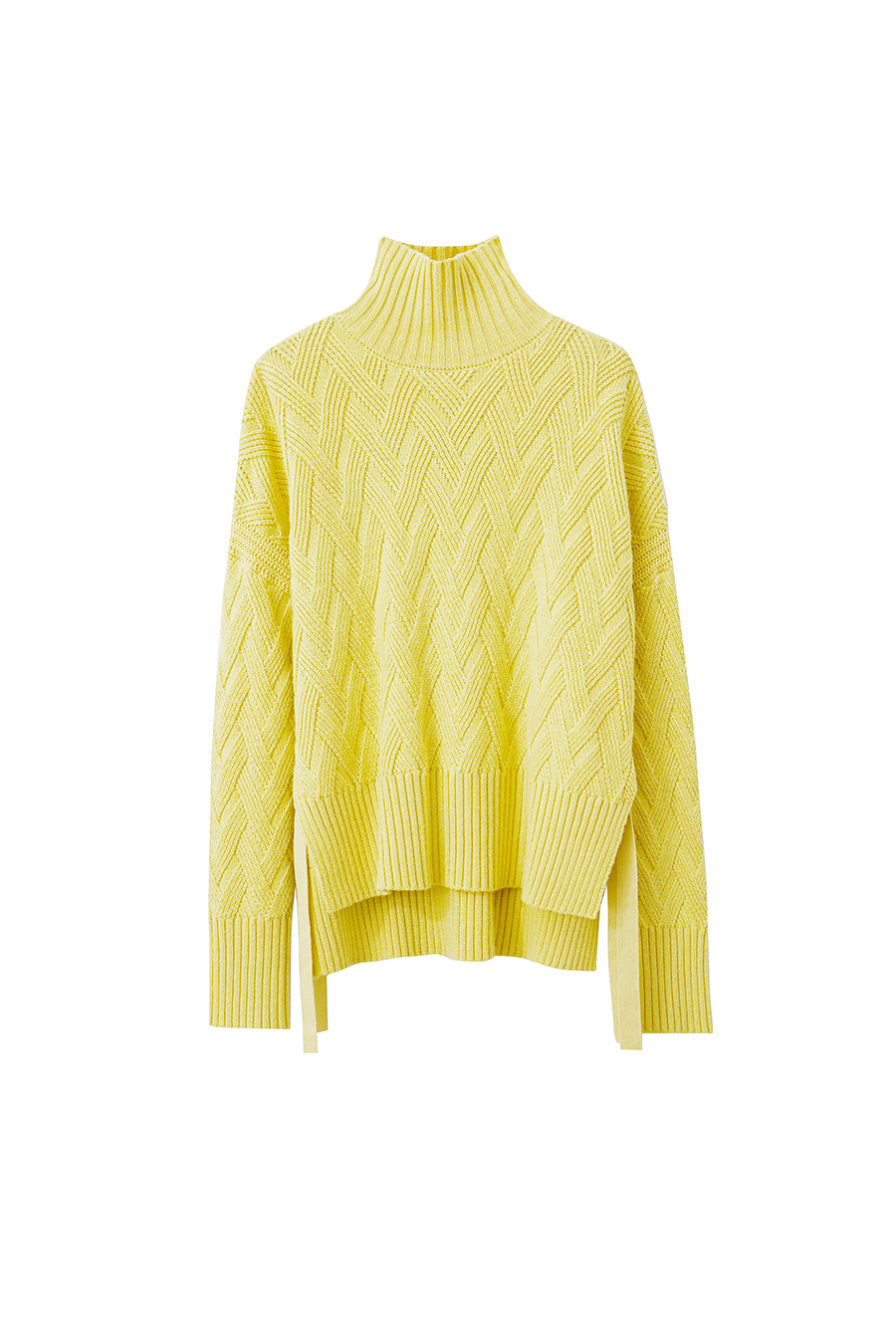 High Neck Cable Knit Loose Sweater|AMII-AMII.com