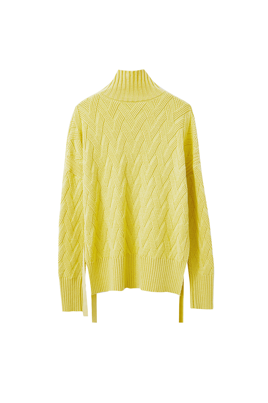 High Neck Cable Knit Loose Sweater|AMII-AMII.com