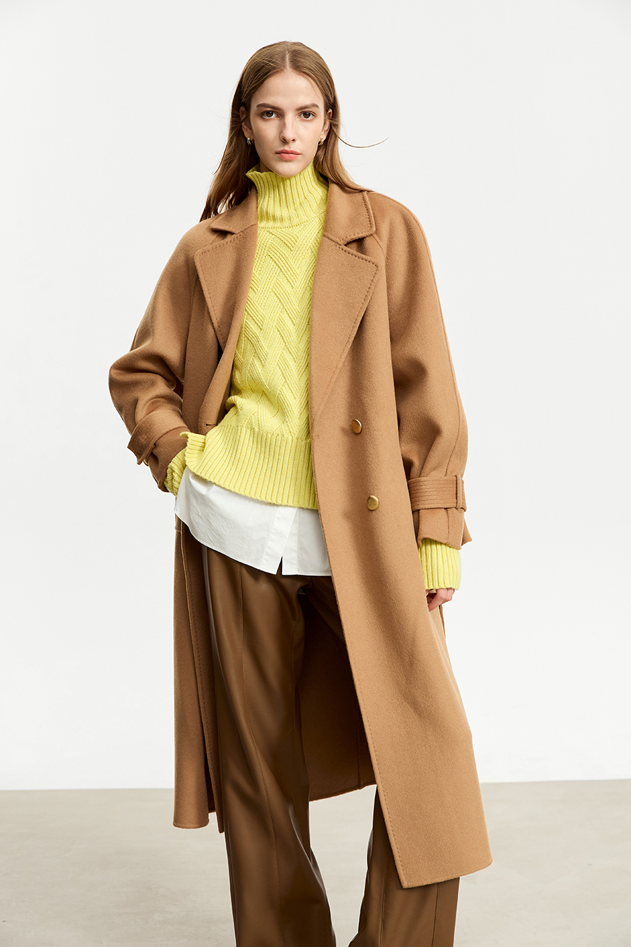 High Neck Cable Knit Loose Sweater|AMII-AMII.com