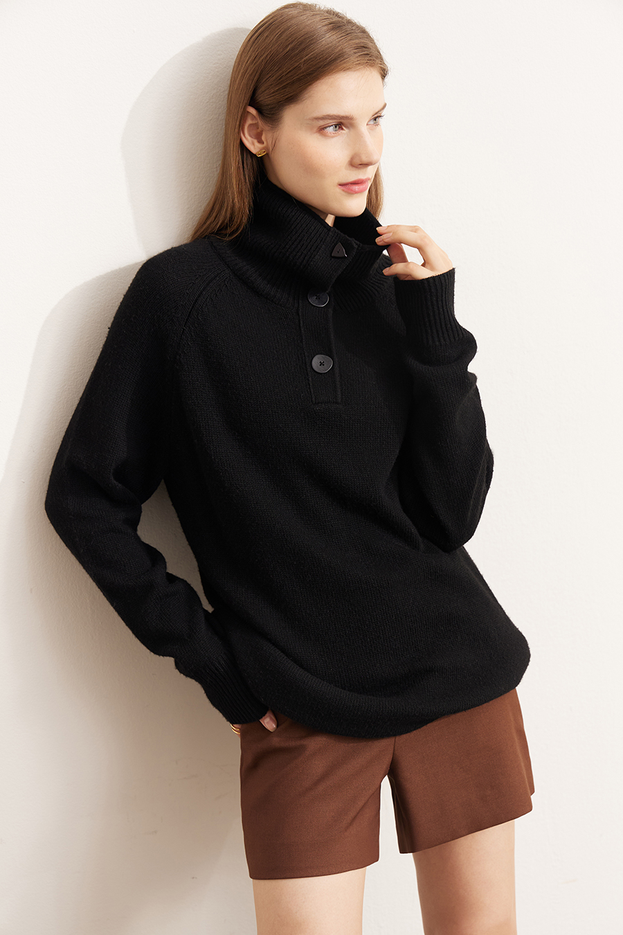Mid - Length Loose High Neck Sweater|AMII-AMII.com