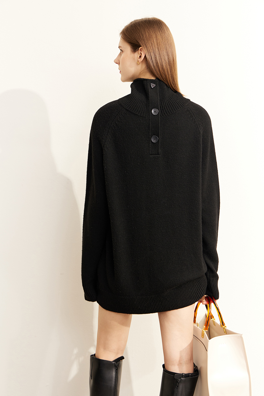 Mid - Length Loose High Neck Sweater|AMII-AMII.com