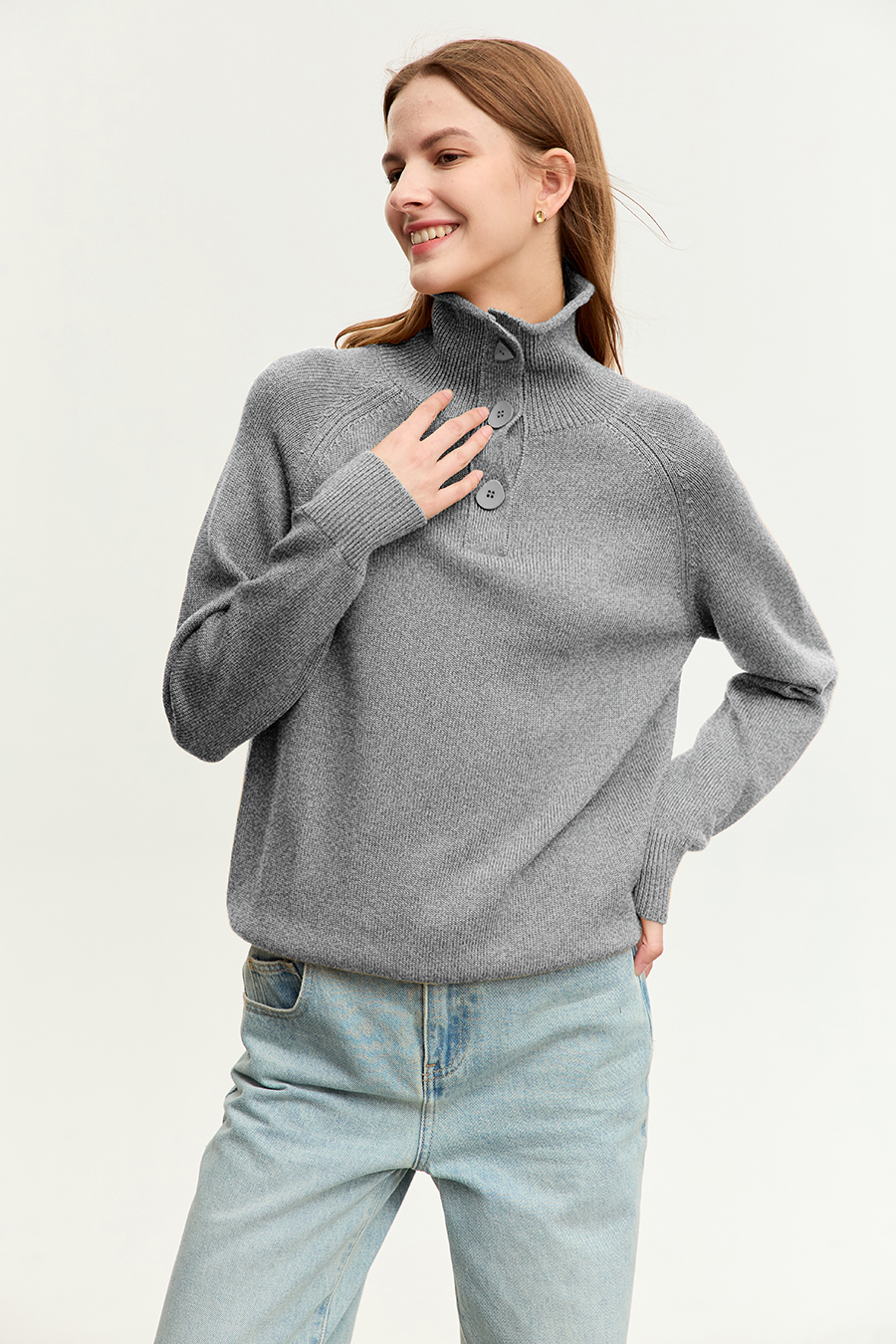 Mid - Length Loose High Neck Sweater|AMII-AMII.com