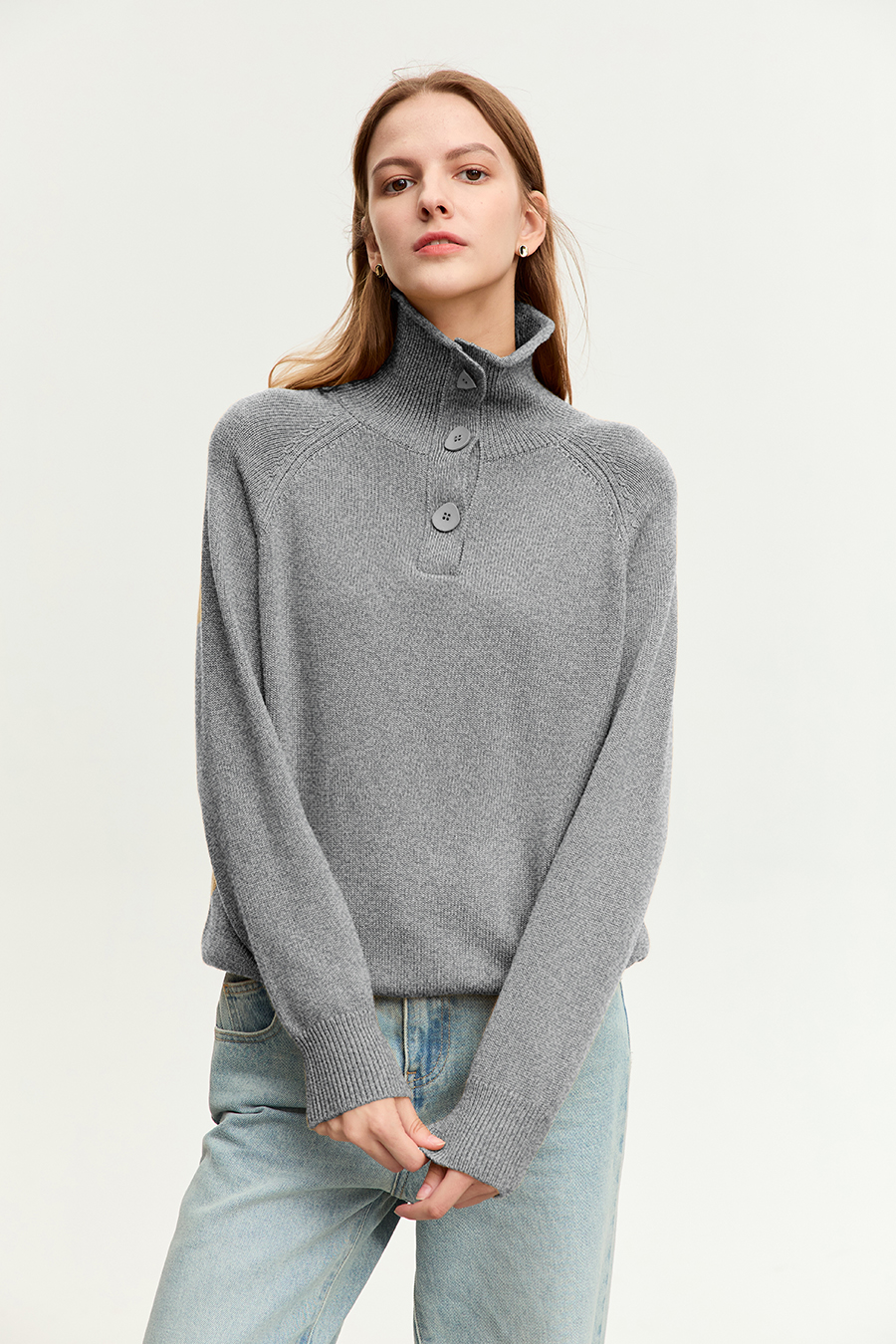 Mid - Length Loose High Neck Sweater|AMII-AMII.com