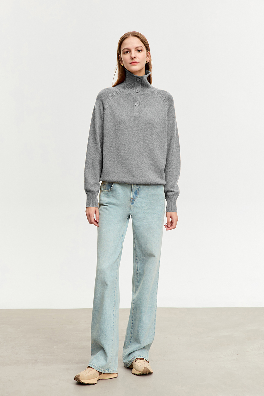 Mid - Length Loose High Neck Sweater|AMII-AMII.com