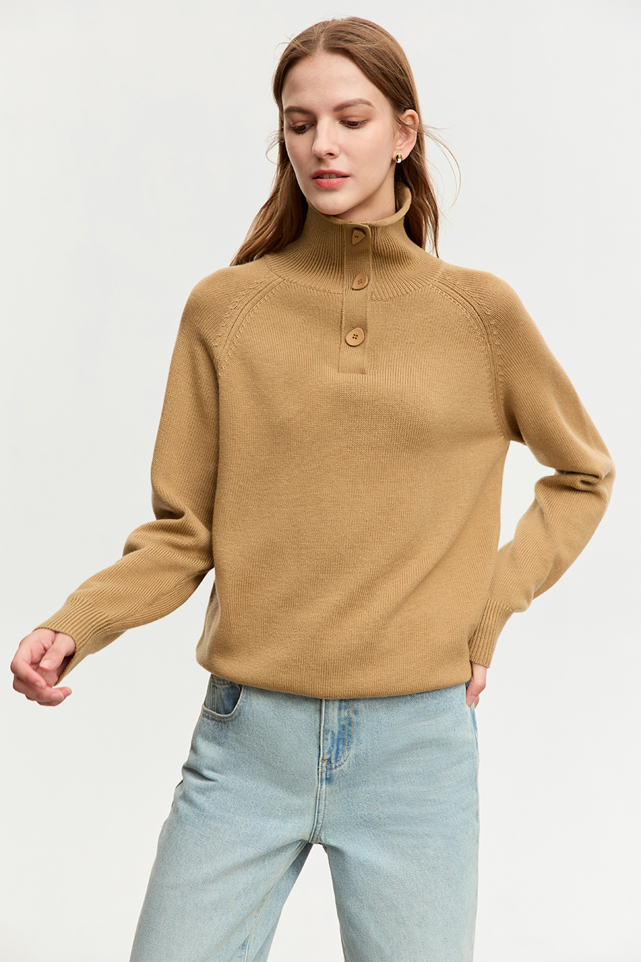 Mid - Length Loose High Neck Sweater|AMII-AMII.com