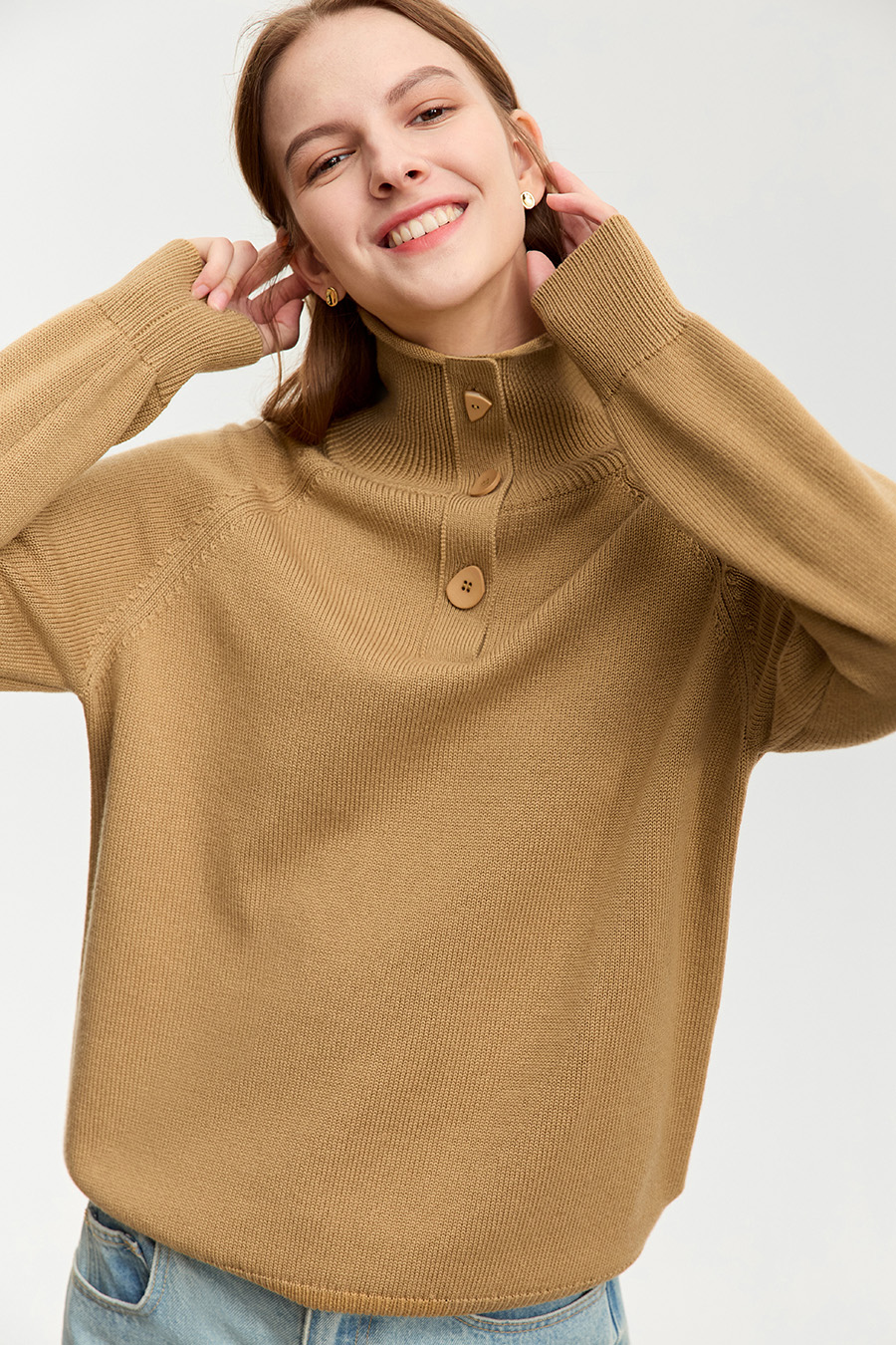Mid - Length Loose High Neck Sweater|AMII-AMII.com