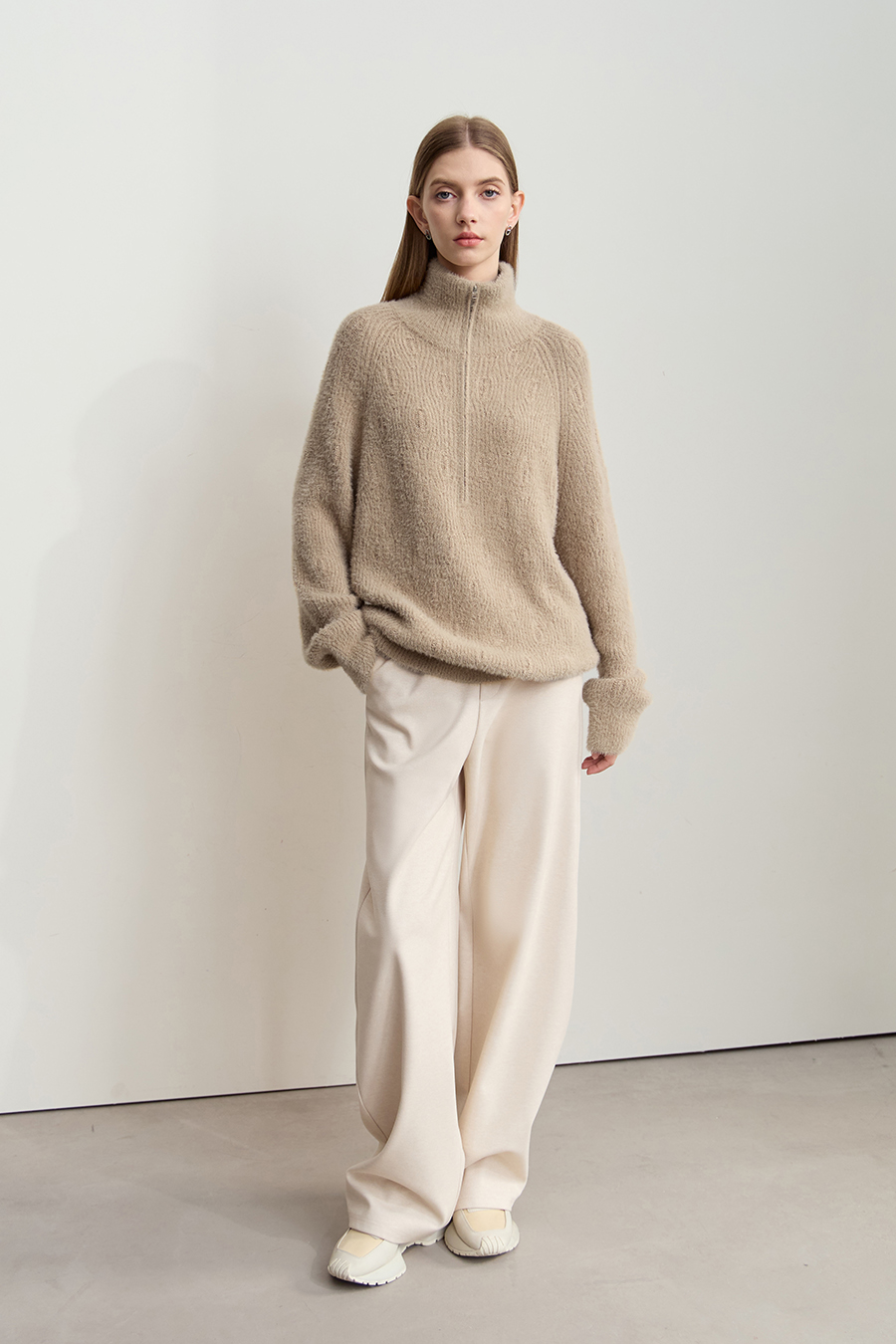 Faux Mink Pick - stitch Sweater|AMII-AMII.com