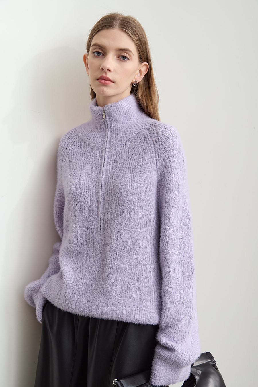 Faux Mink Pick - stitch Sweater|AMII-AMII.com