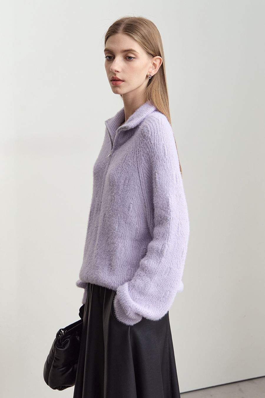 Faux Mink Pick - stitch Sweater|AMII-AMII.com