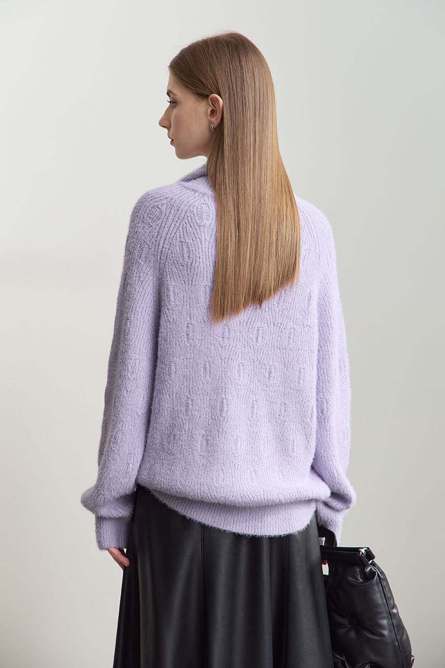 Faux Mink Pick - stitch Sweater|AMII-AMII.com