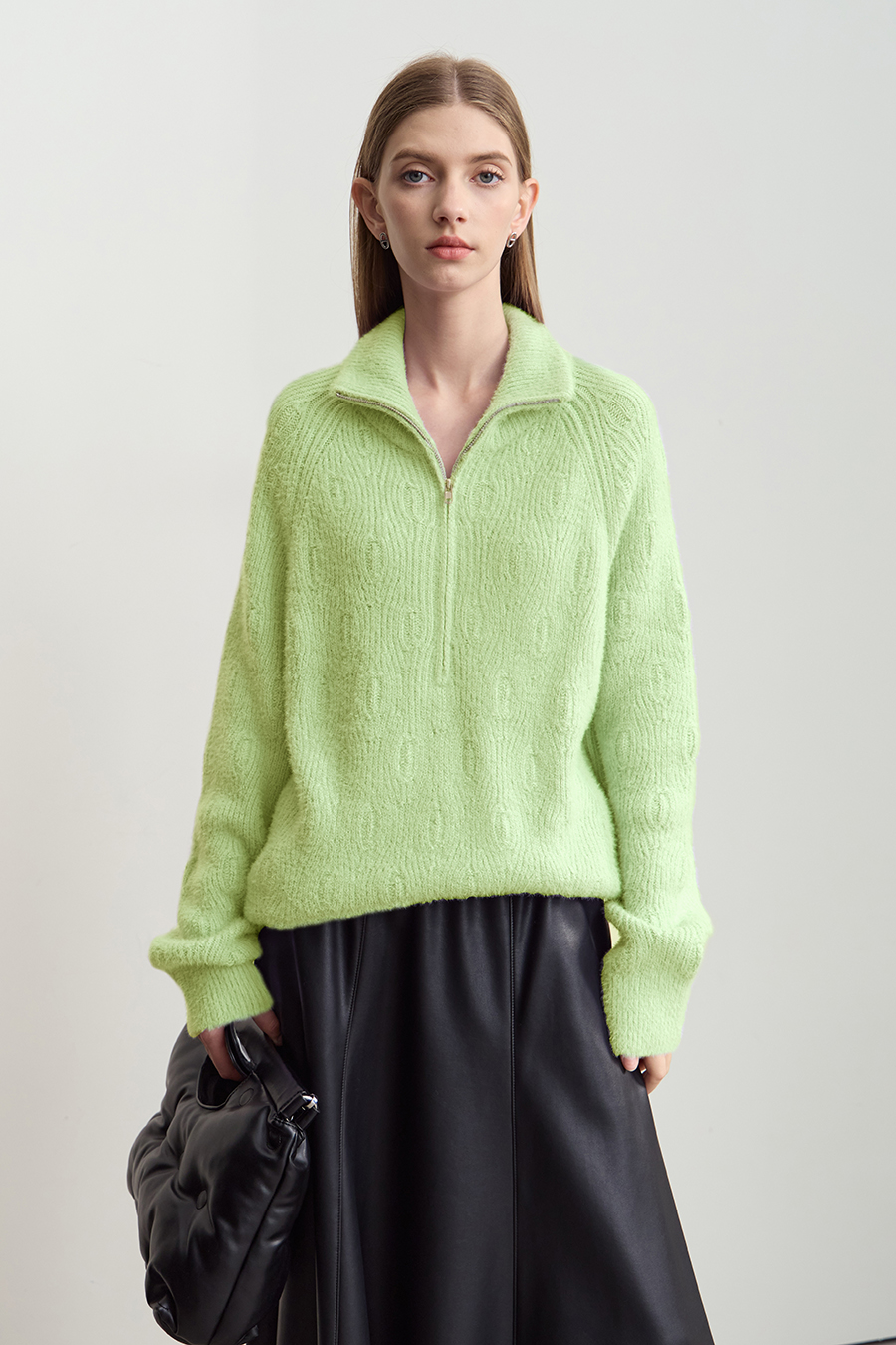 Faux Mink Pick - stitch Sweater|AMII-AMII.com