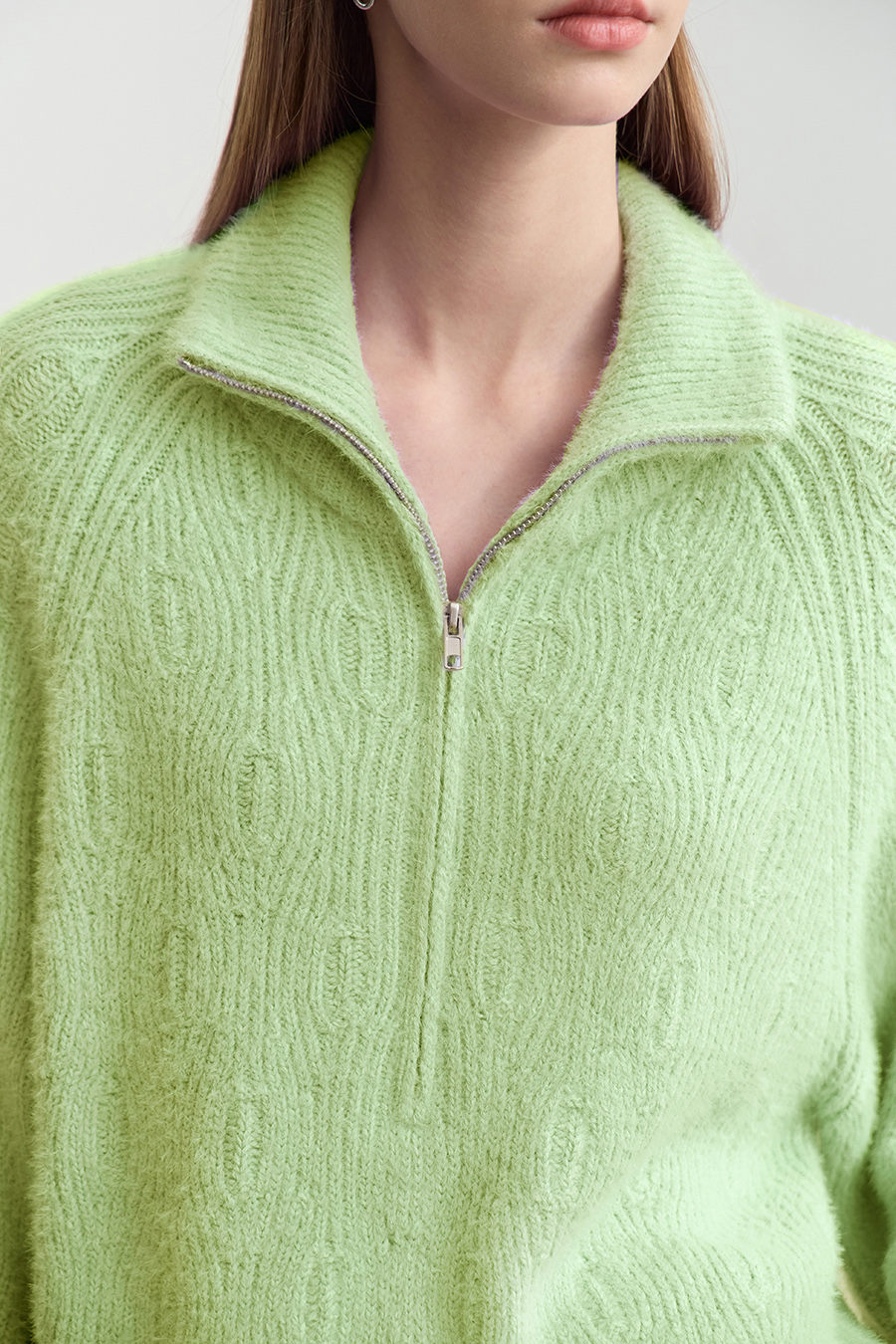 Faux Mink Pick - stitch Sweater|AMII-AMII.com