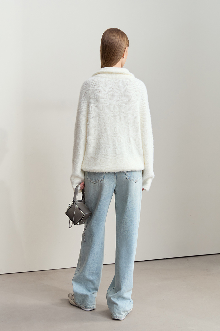 Faux Mink Pick - stitch Sweater|AMII-AMII.com