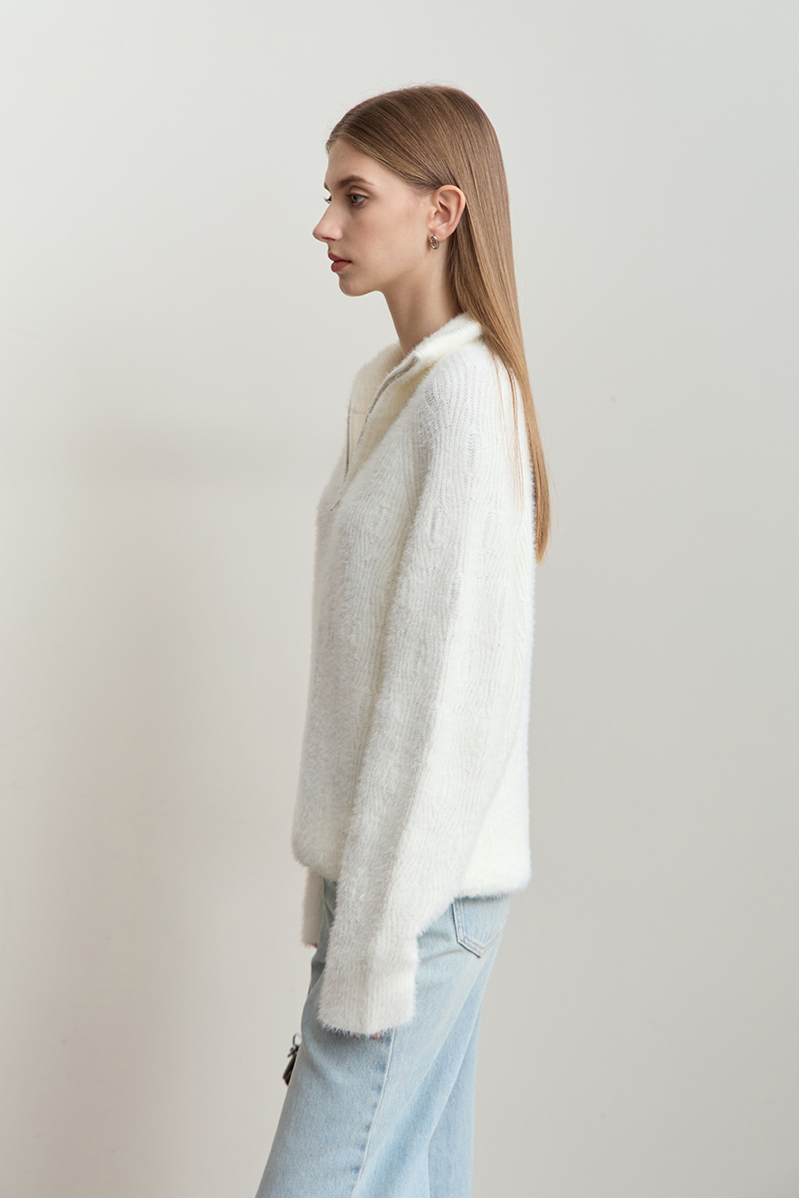 Faux Mink Pick - stitch Sweater|AMII-AMII.com