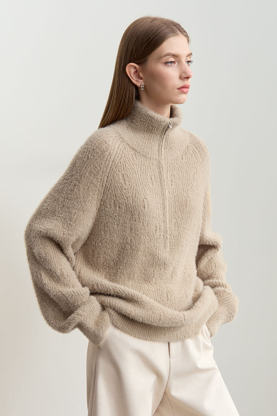 Faux Mink Pick - stitch Sweater|AMII-AMII.com