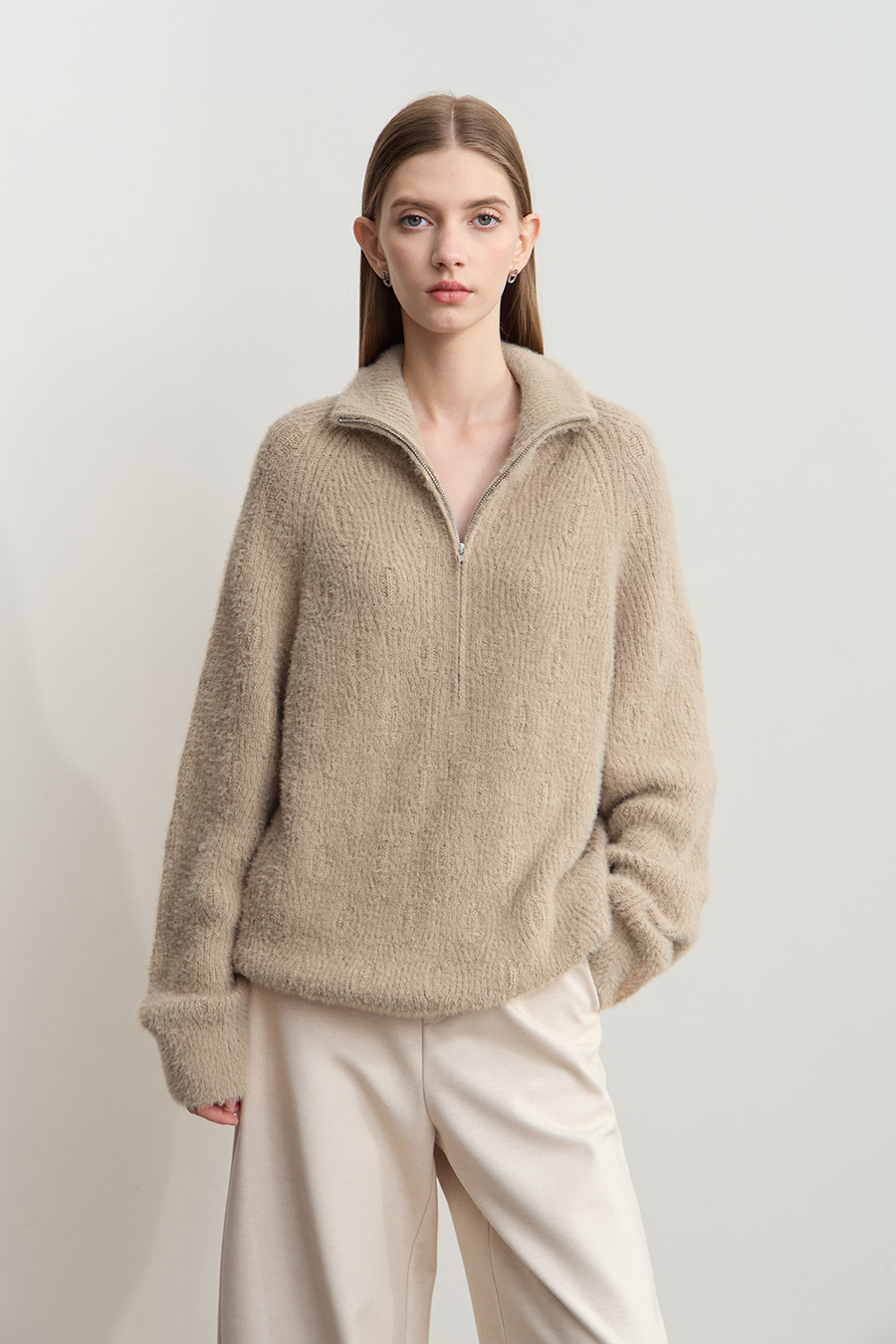 Faux Mink Pick - stitch Sweater|AMII-AMII.com