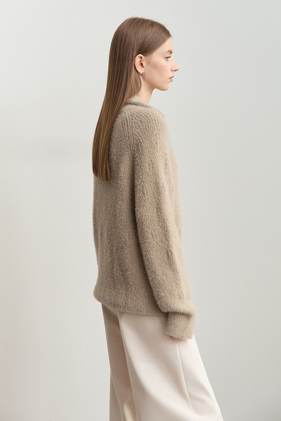 Faux Mink Pick - stitch Sweater|AMII-AMII.com