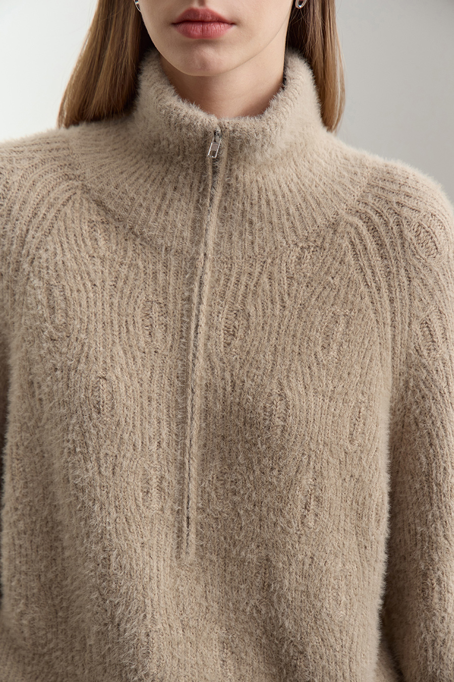 Faux Mink Pick - stitch Sweater|AMII-AMII.com