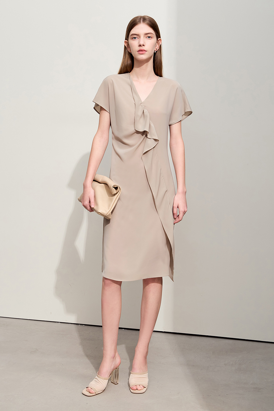 V-neck Ruffled Dress