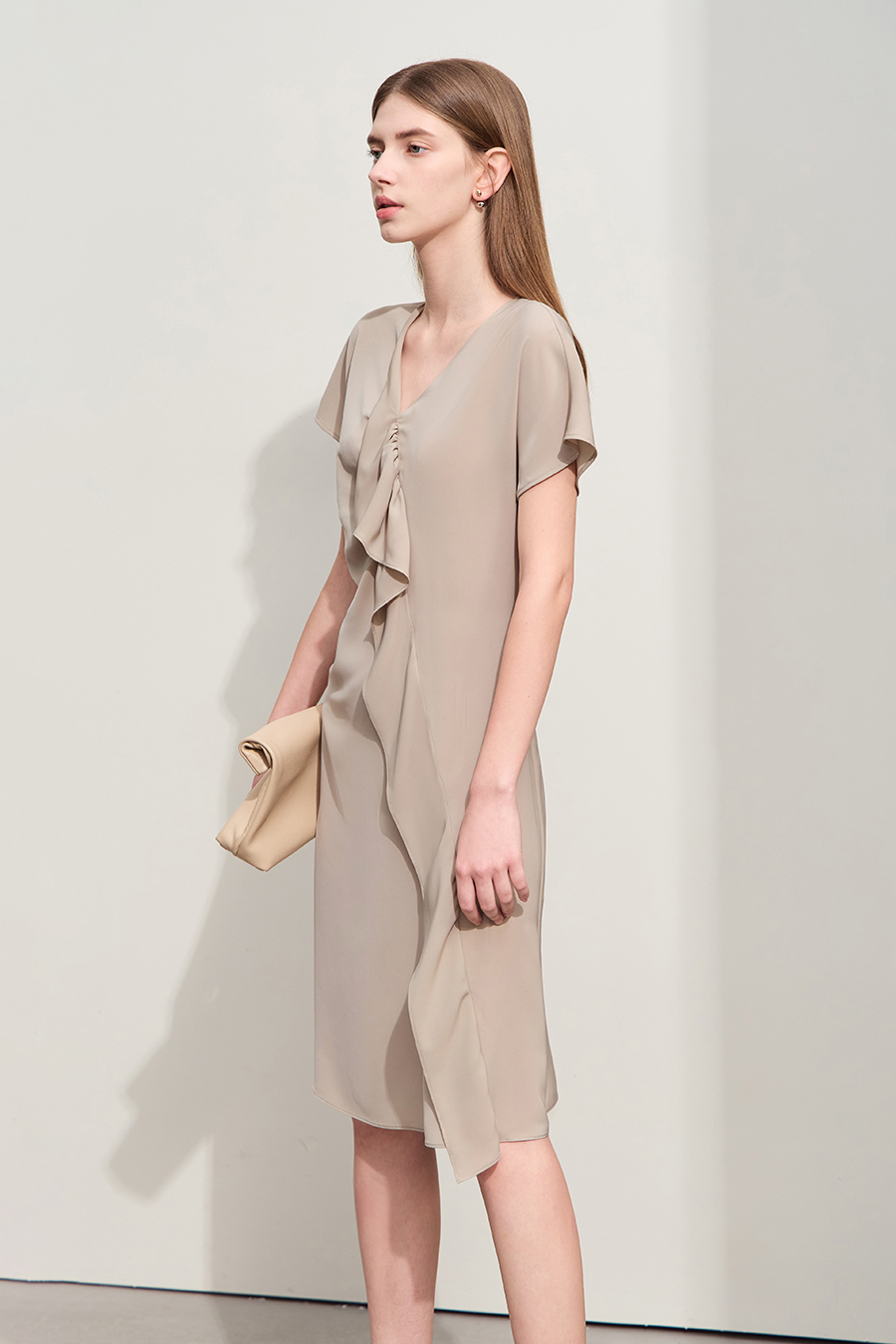 V-neck Ruffled Dress