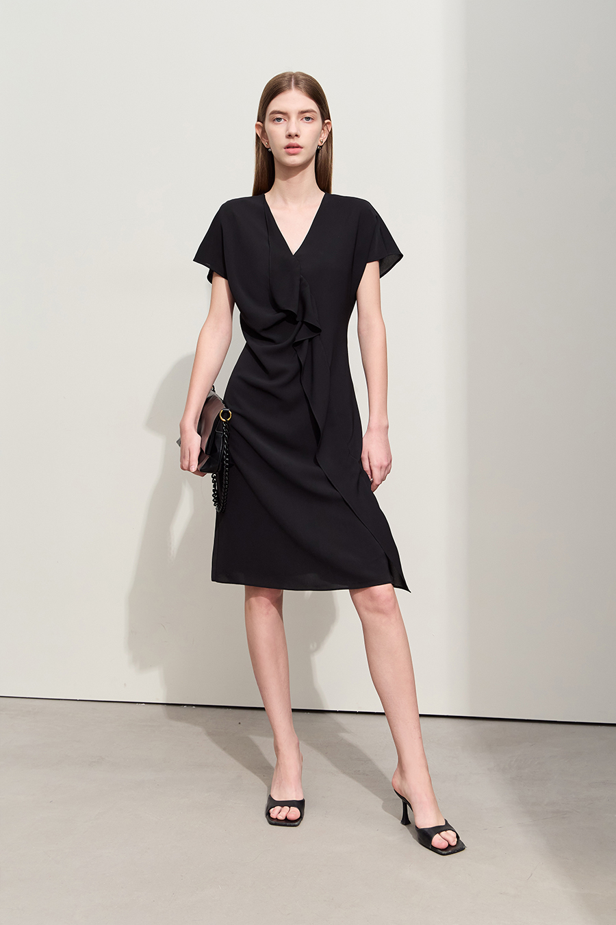 V-neck Ruffled Dress