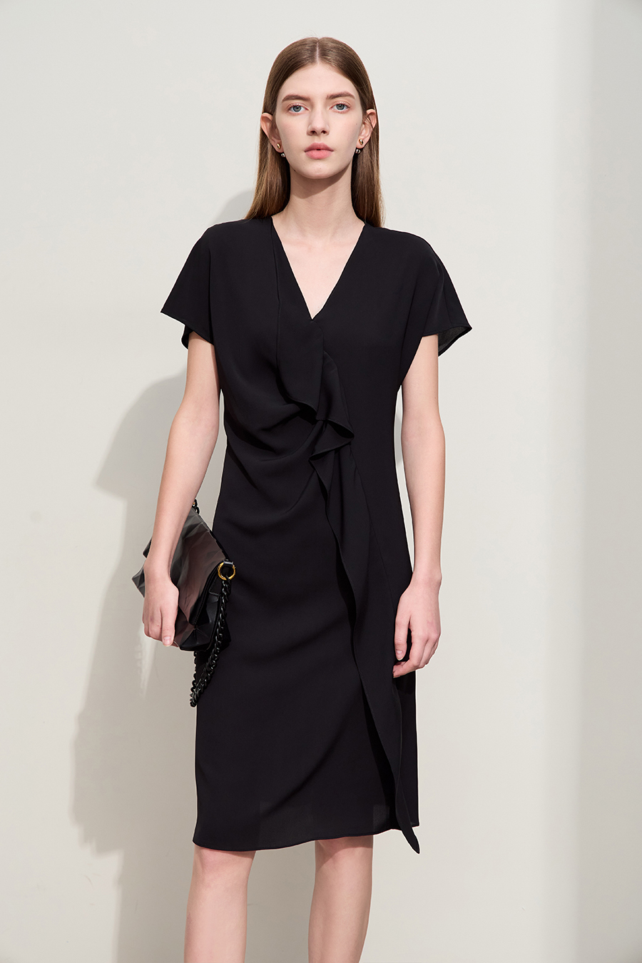 V-neck Ruffled Dress