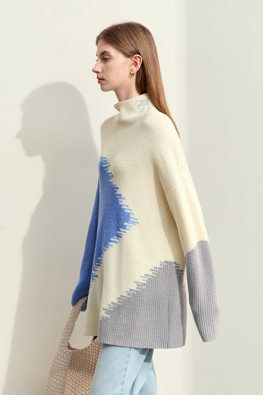 Color Block Patchwork Embroidered Sweater|AMII-AMII.com