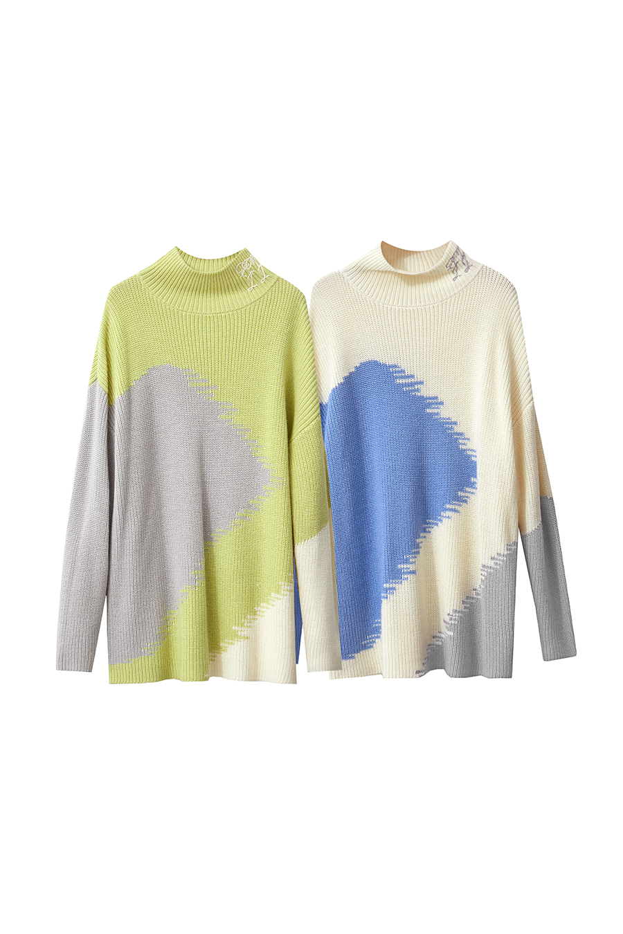 Color Block Patchwork Embroidered Sweater|AMII-AMII.com