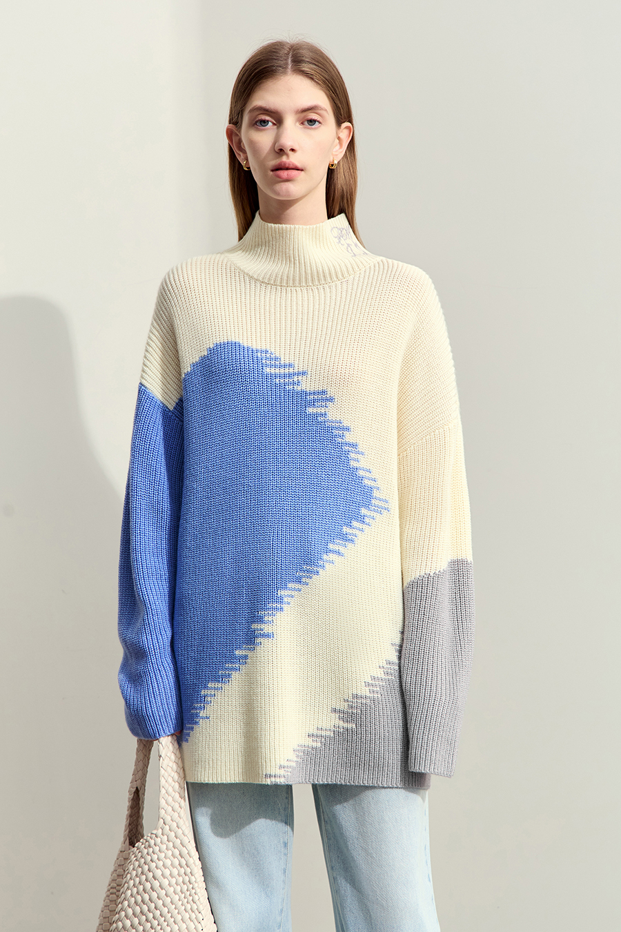 Color Block Patchwork Embroidered Sweater|AMII-AMII.com