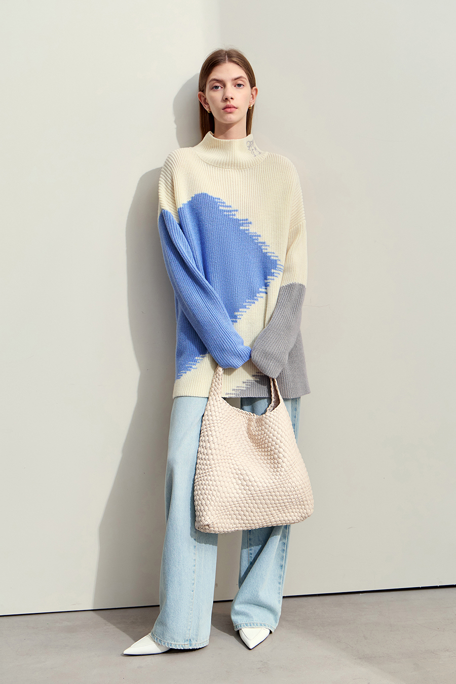 Color Block Patchwork Embroidered Sweater|AMII-AMII.com