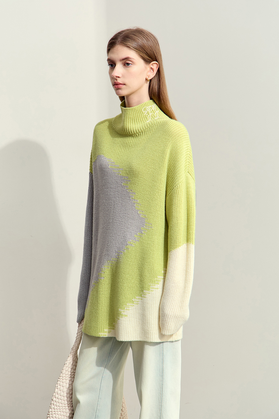 Color Block Patchwork Embroidered Sweater|AMII-AMII.com