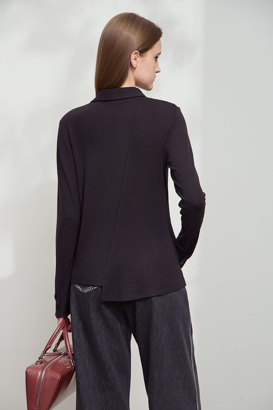 Asymmetric Placket Slim Fit Shirt|AMII-AMII.com