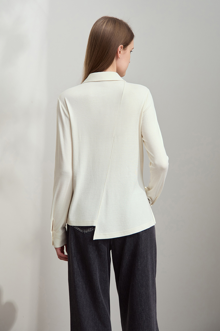 Asymmetric Placket Slim Fit Shirt|AMII-AMII.com