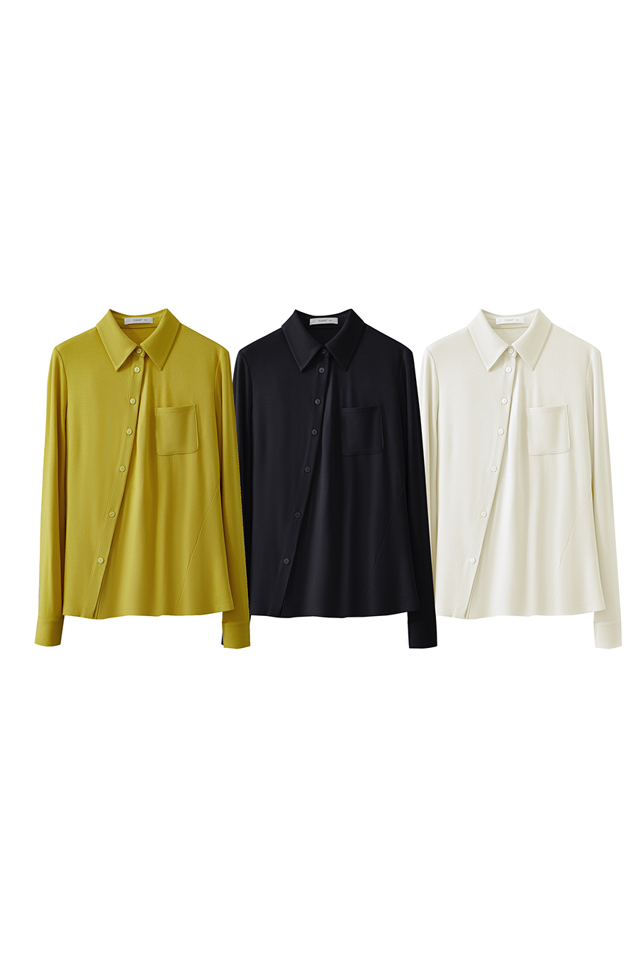 Asymmetric Placket Slim Fit Shirt|AMII-AMII.com