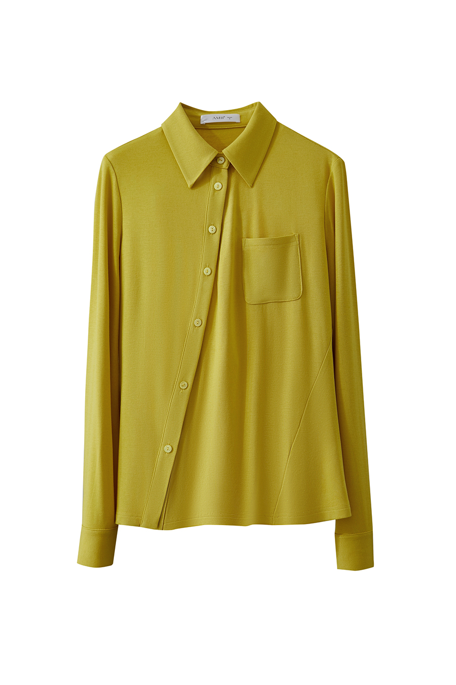 Asymmetric Placket Slim Fit Shirt|AMII-AMII.com