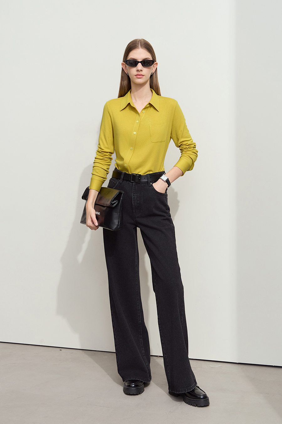 Asymmetric Placket Slim Fit Shirt|AMII-AMII.com