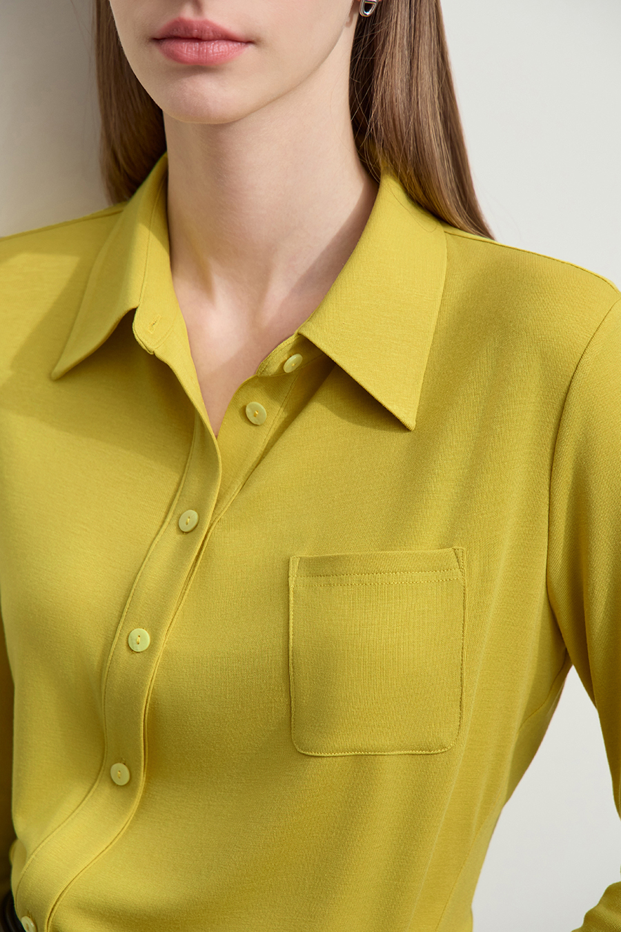 Asymmetric Placket Slim Fit Shirt|AMII-AMII.com